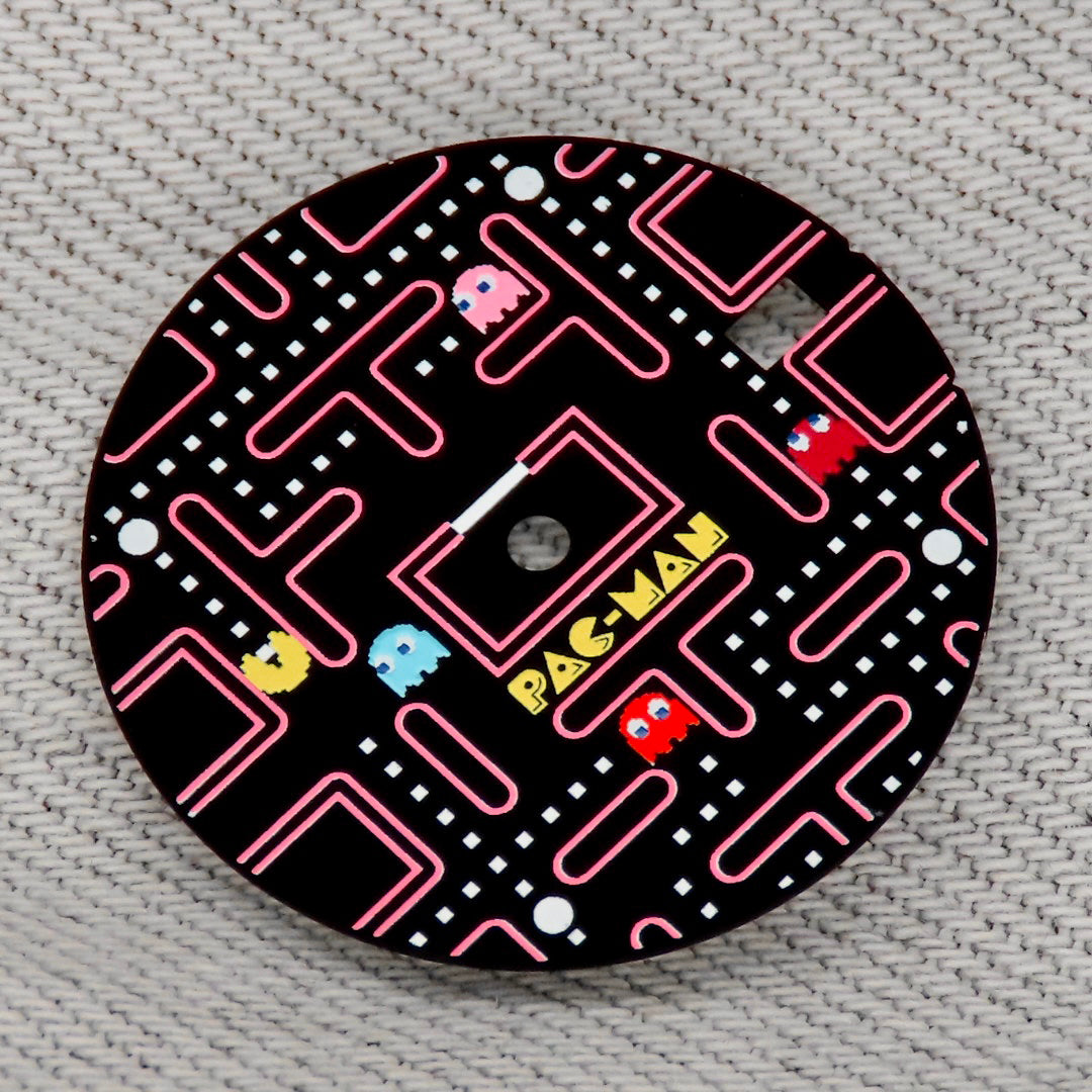 Dial maker - Pac Man Dial Game Dial ,Matte Black with Pink/White (No Lume)