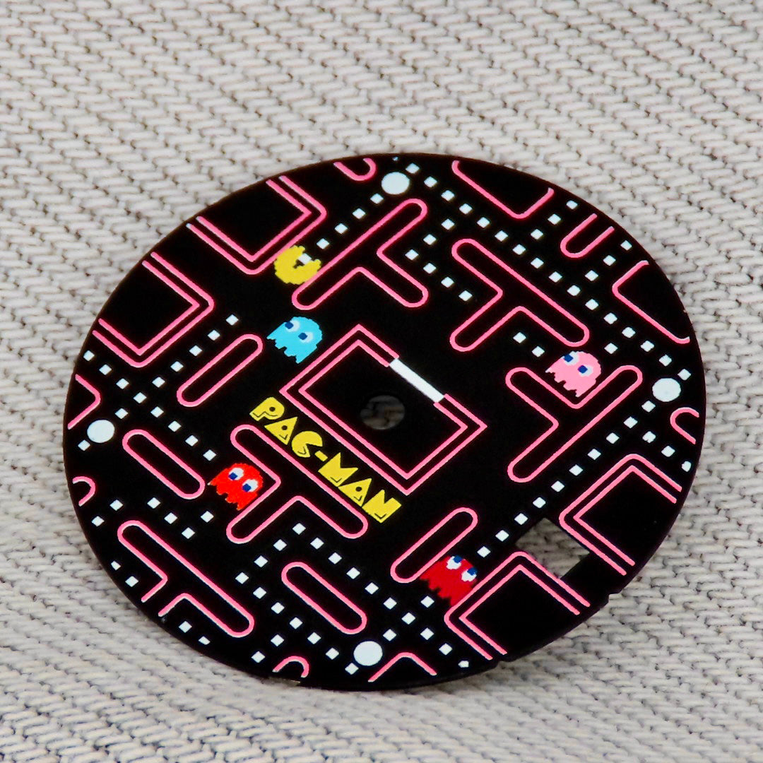 Dial maker - Pac Man Dial Game Dial ,Matte Black with Pink/White (No Lume)