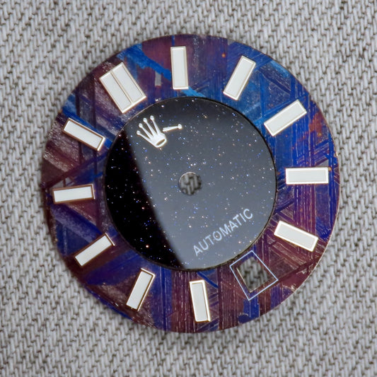 Dial maker - Burned/ Blue Purple Meteorite combined with blue gold stone dial