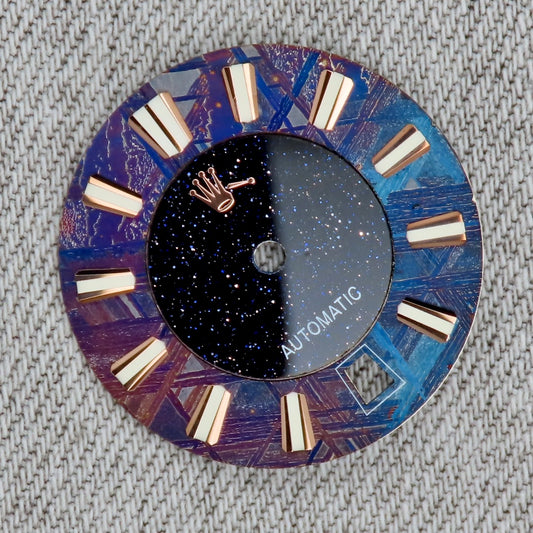 Dial maker - Burned/ Blue Purple Meteorite combined with blue gold stone dial