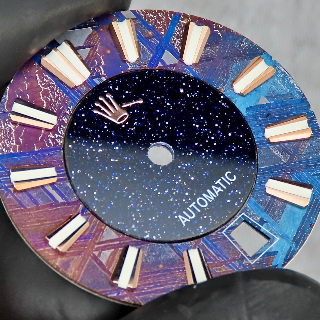 Dial maker - Burned/ Blue Purple Meteorite combined with blue gold stone dial
