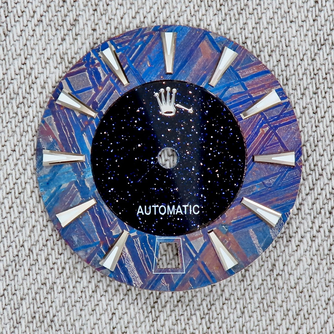 Dial maker - Burned/ Blue Purple Meteorite combined with blue gold stone dial