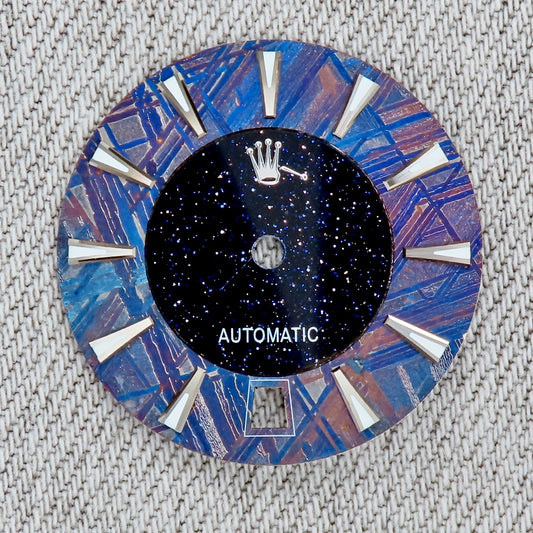 Dial maker - Burned/ Blue Purple Meteorite combined with blue gold stone dial