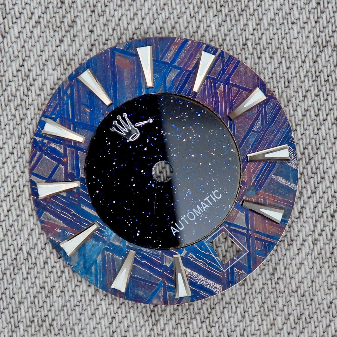 Dial maker - Burned/ Blue Purple Meteorite combined with blue gold stone dial