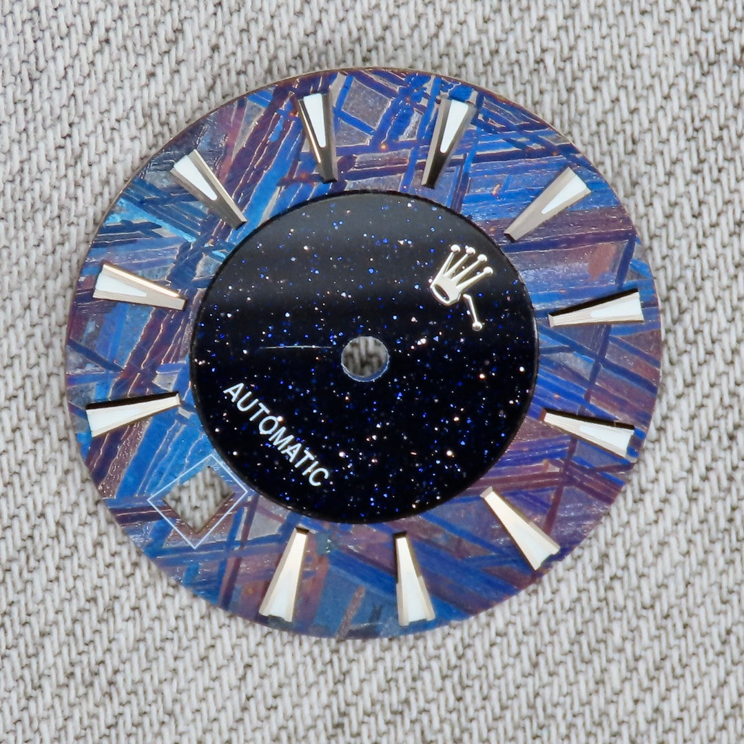 Dial maker - Burned/ Blue Purple Meteorite combined with blue gold stone dial