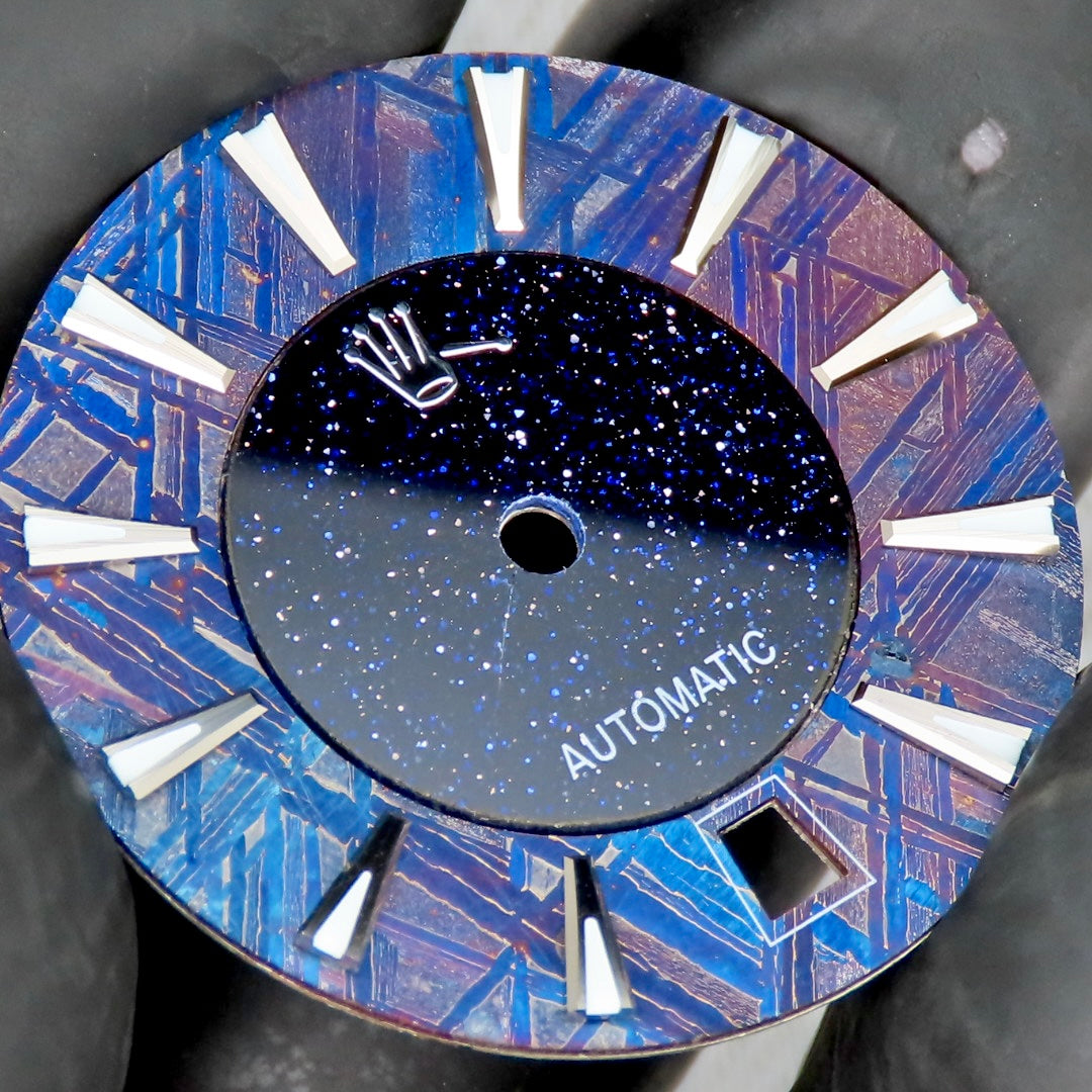 Dial maker - Burned/ Blue Purple Meteorite combined with blue gold stone dial