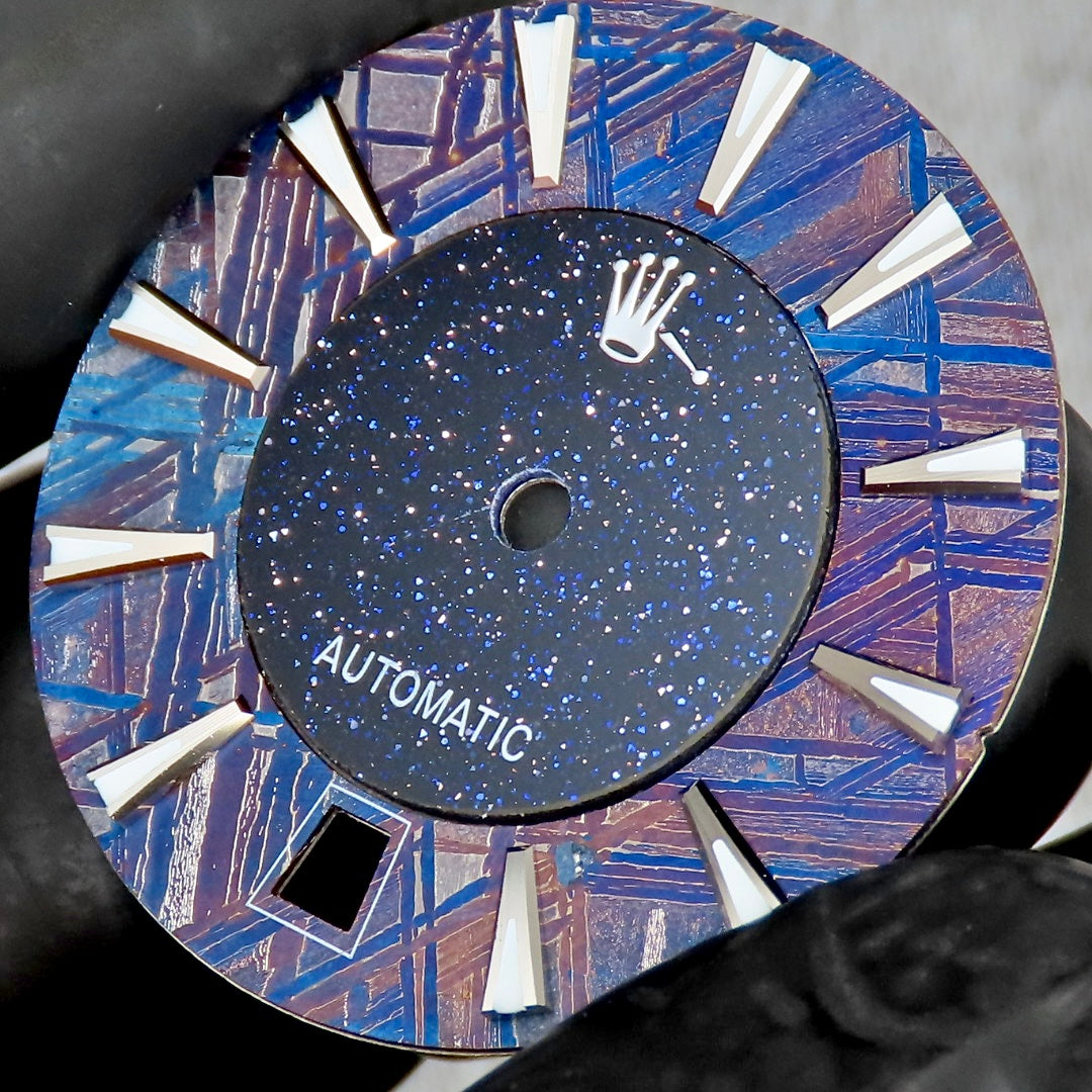 Dial maker - Burned/ Blue Purple Meteorite combined with blue gold stone dial