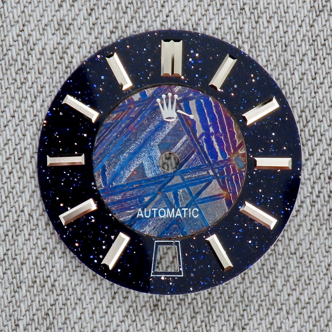 Dial maker - Burned/ Blue Purple Meteorite combined with blue gold stone dial