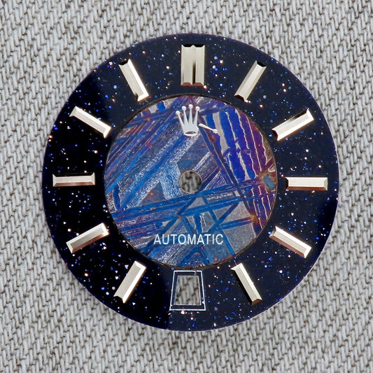 Dial maker - Burned/ Blue Purple Meteorite combined with blue gold stone dial