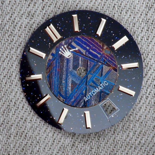 Dial maker - Burned/ Blue Purple Meteorite combined with blue gold stone dial