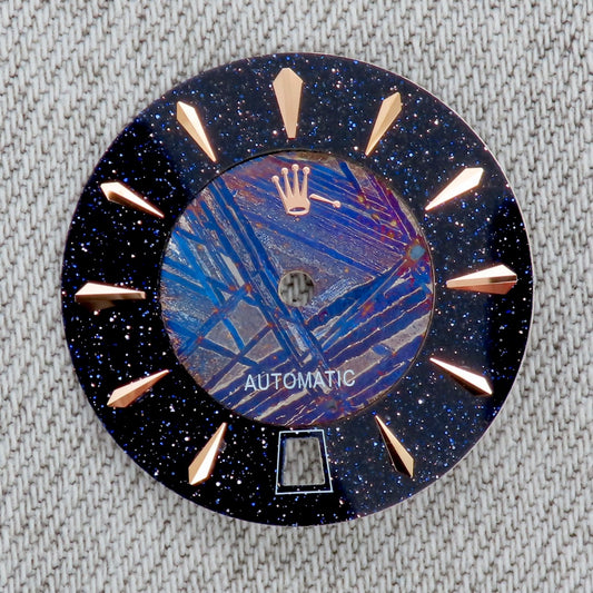 Dial maker - Burned/ Blue Purple Meteorite combined with blue gold stone dial
