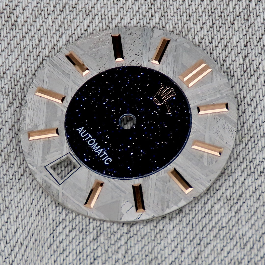 Dial maker - Grey/Natural Meteorite combined with blue gold stone dial