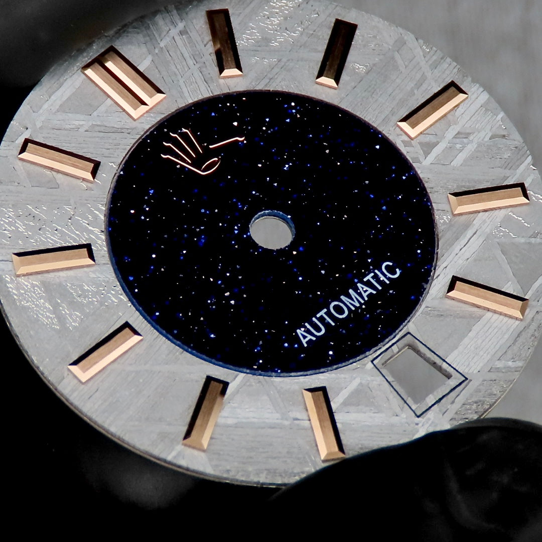 Dial maker - Grey/Natural Meteorite combined with blue gold stone dial