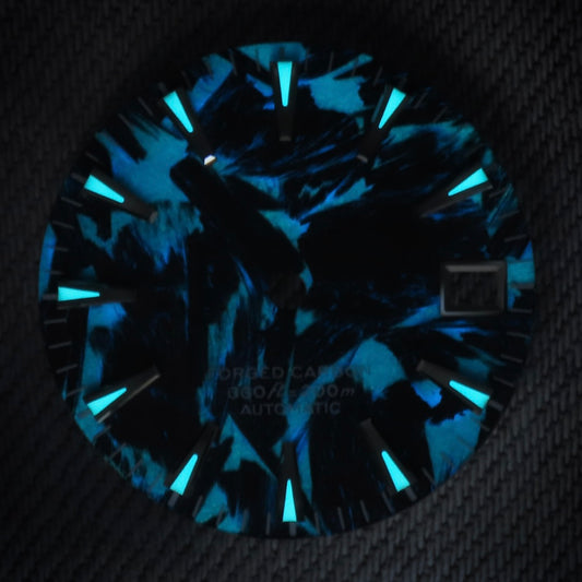 Dial Maker -  Full BGW9 Lume Black/Blue Forged Carbon  Dial For Seiko Mod