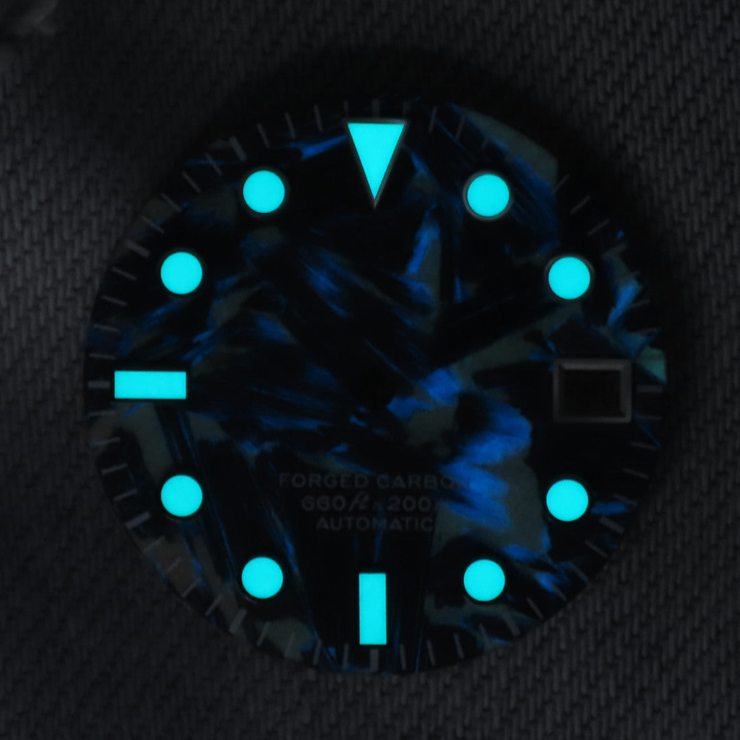 Dial Maker -  Full BGW9 Black/Orange Forged Carbon  Dial For Seiko Mod