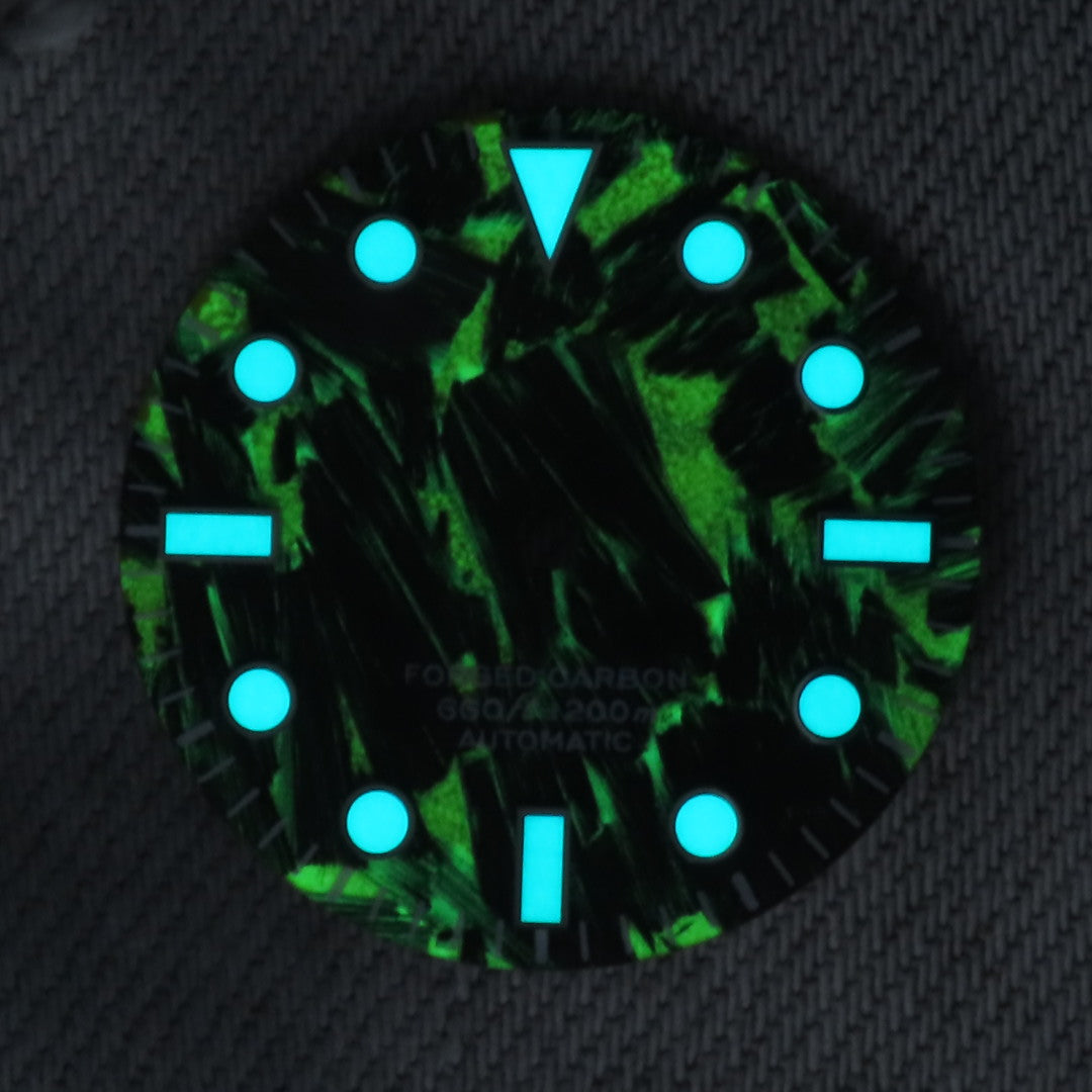 Dial Maker -  Full C3 Lume Black/Yellow Forged Carbon  Dial For Seiko Mod