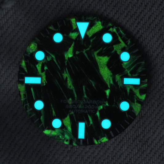 Dial Maker -  Full C3 Lume Black/Yellow Forged Carbon  Dial For Seiko Mod