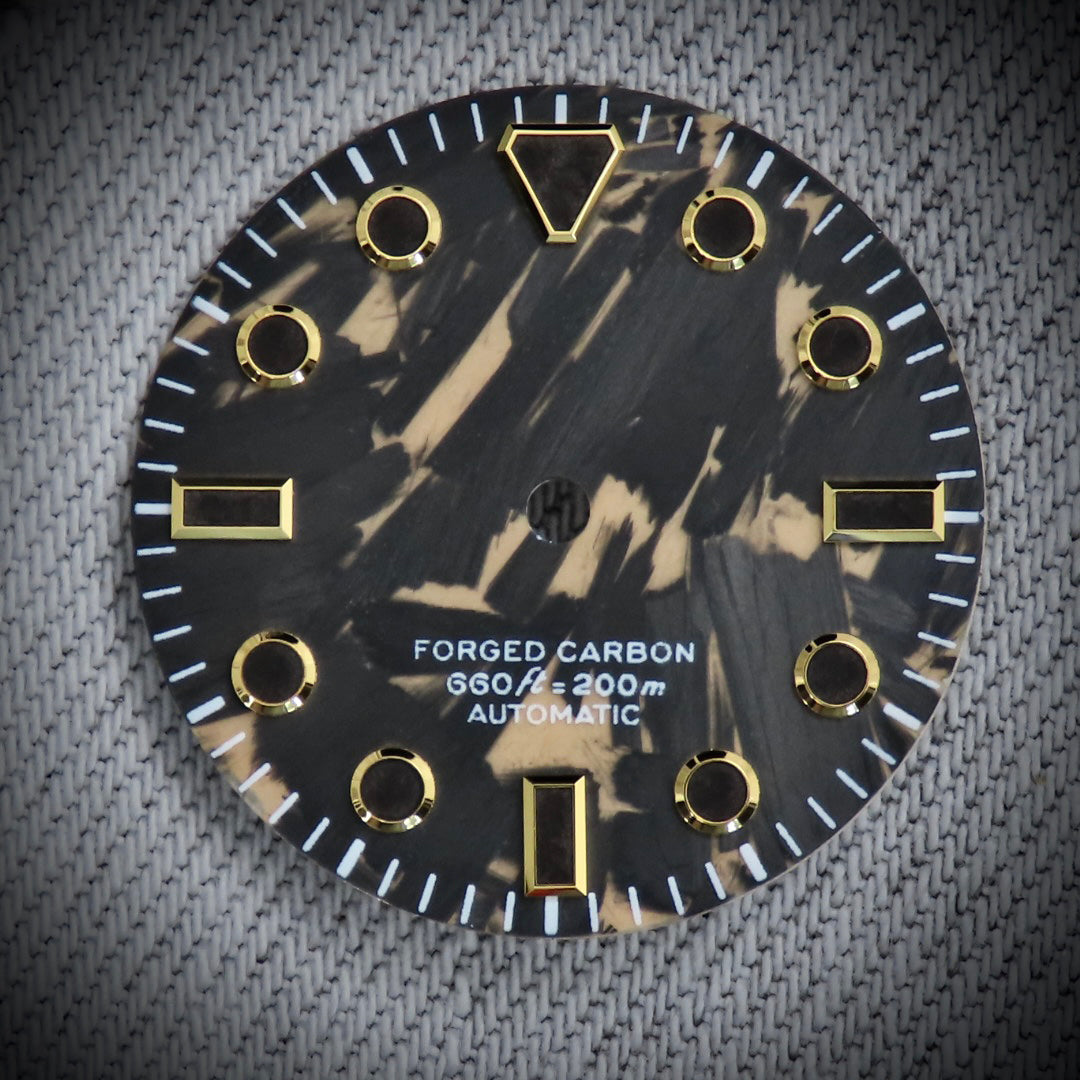 Dial Maker -  Full C3 Lume Black/Khaki Forged Carbon  Dial For Seiko Mod