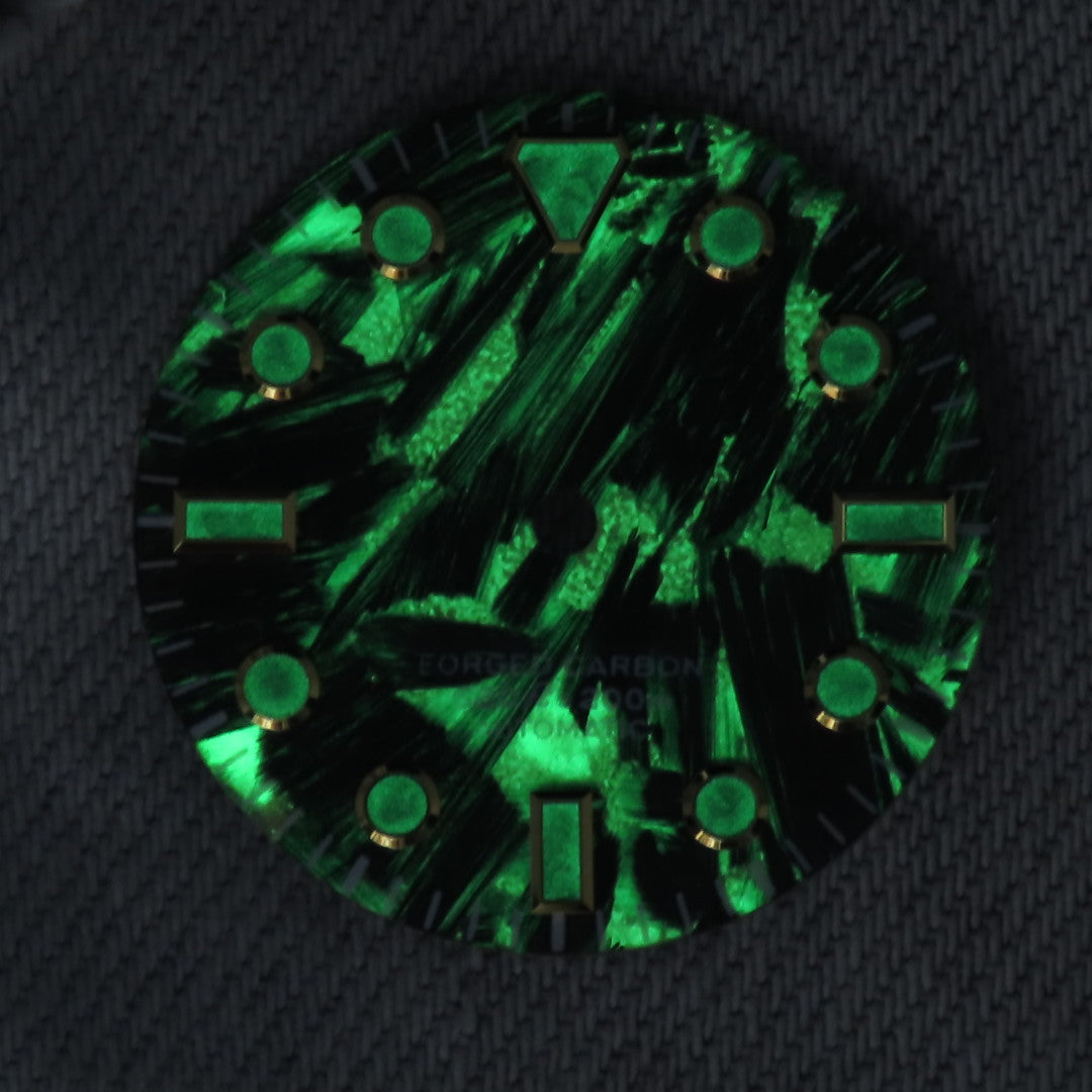 Dial Maker -  Full C3 Lume Black/Khaki Forged Carbon  Dial For Seiko Mod