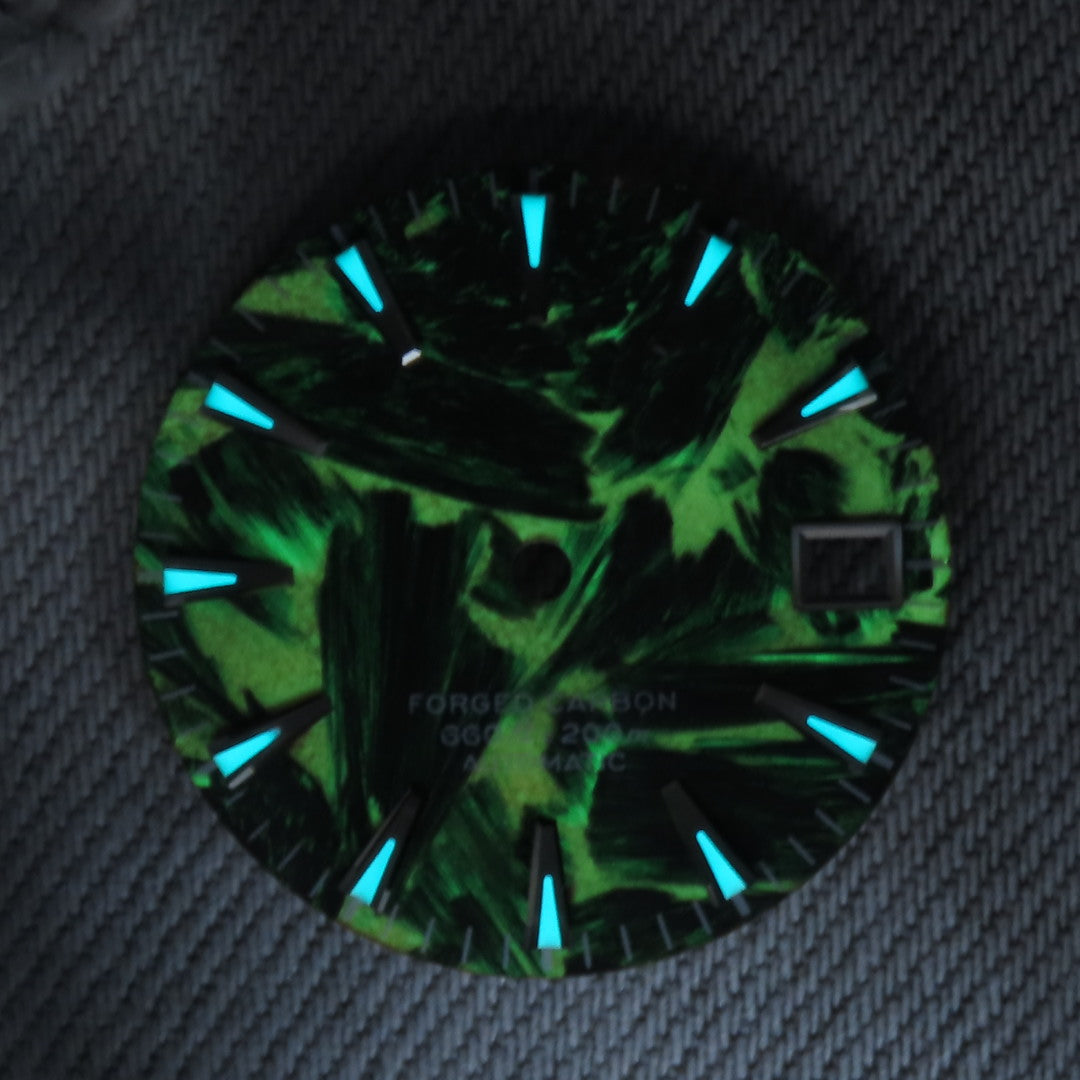 Dial Maker -  Full C3 Lume Black/Red Forged Carbon  Dial For Seiko Mod