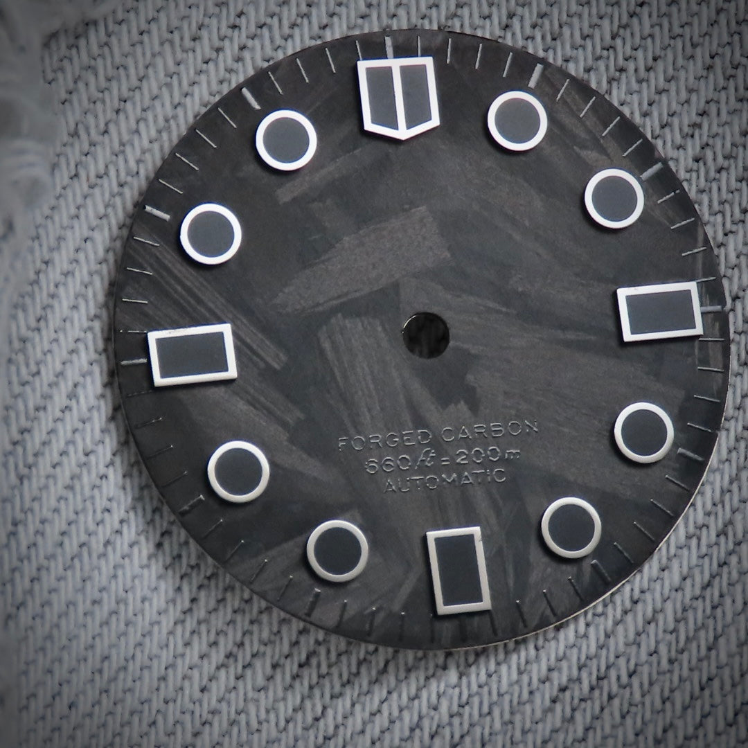 Dial Maker -  Black Forged Carbon  Dial For Seiko Mod