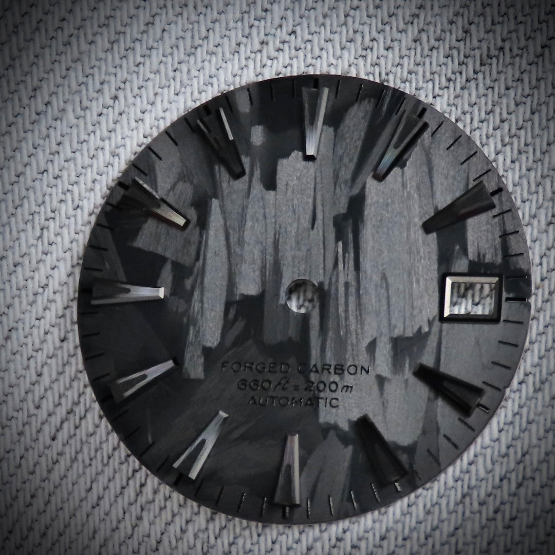 Dial Maker -  Black Forged Carbon  Dial For Seiko Mod
