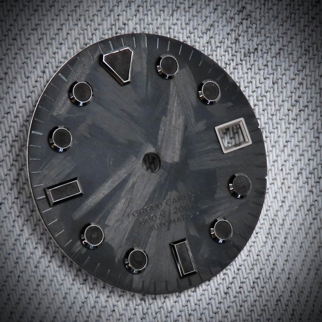Dial Maker -  Black Forged Carbon  Dial For Seiko Mod