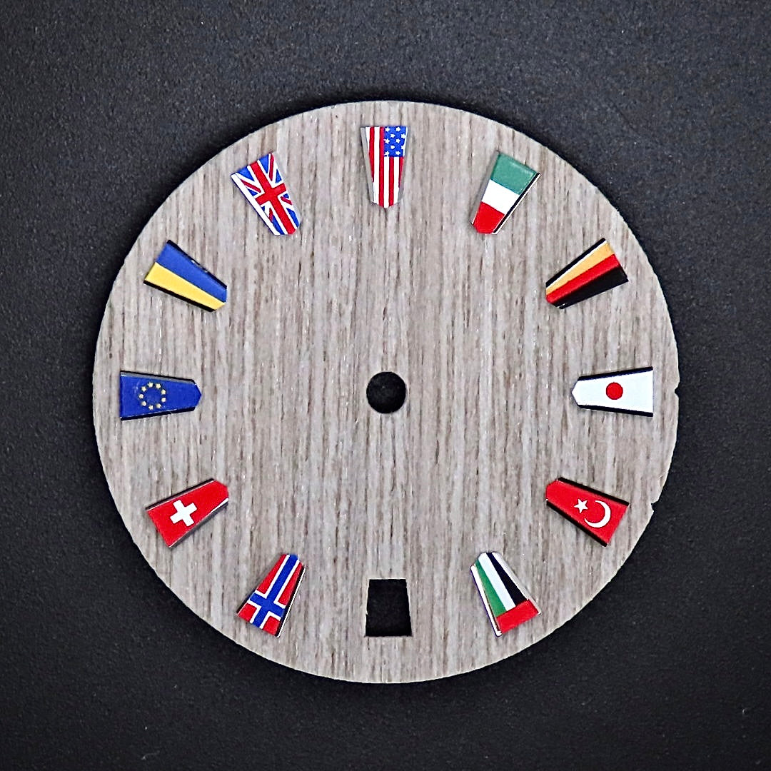 Dial Maker - Wood dial with National Flag Indices