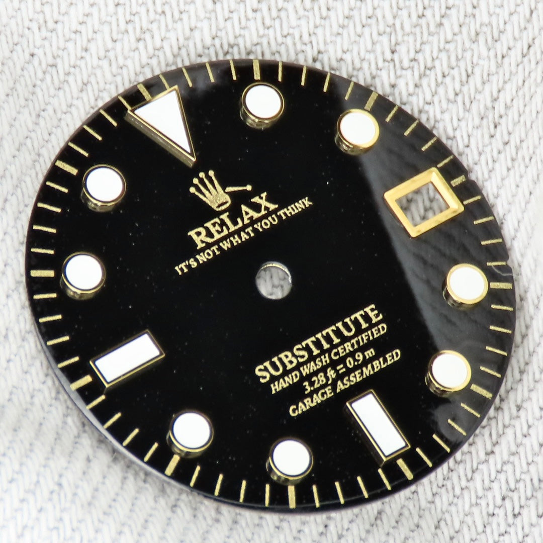 Dial Maker -Black Enamel Sunburst  with Yellow Gold Relax Dial