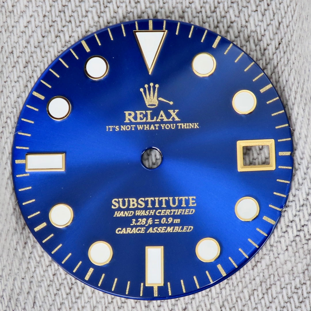 Dial Maker -Blue Enamel Sunburst  with Yellow Gold Relax Dial