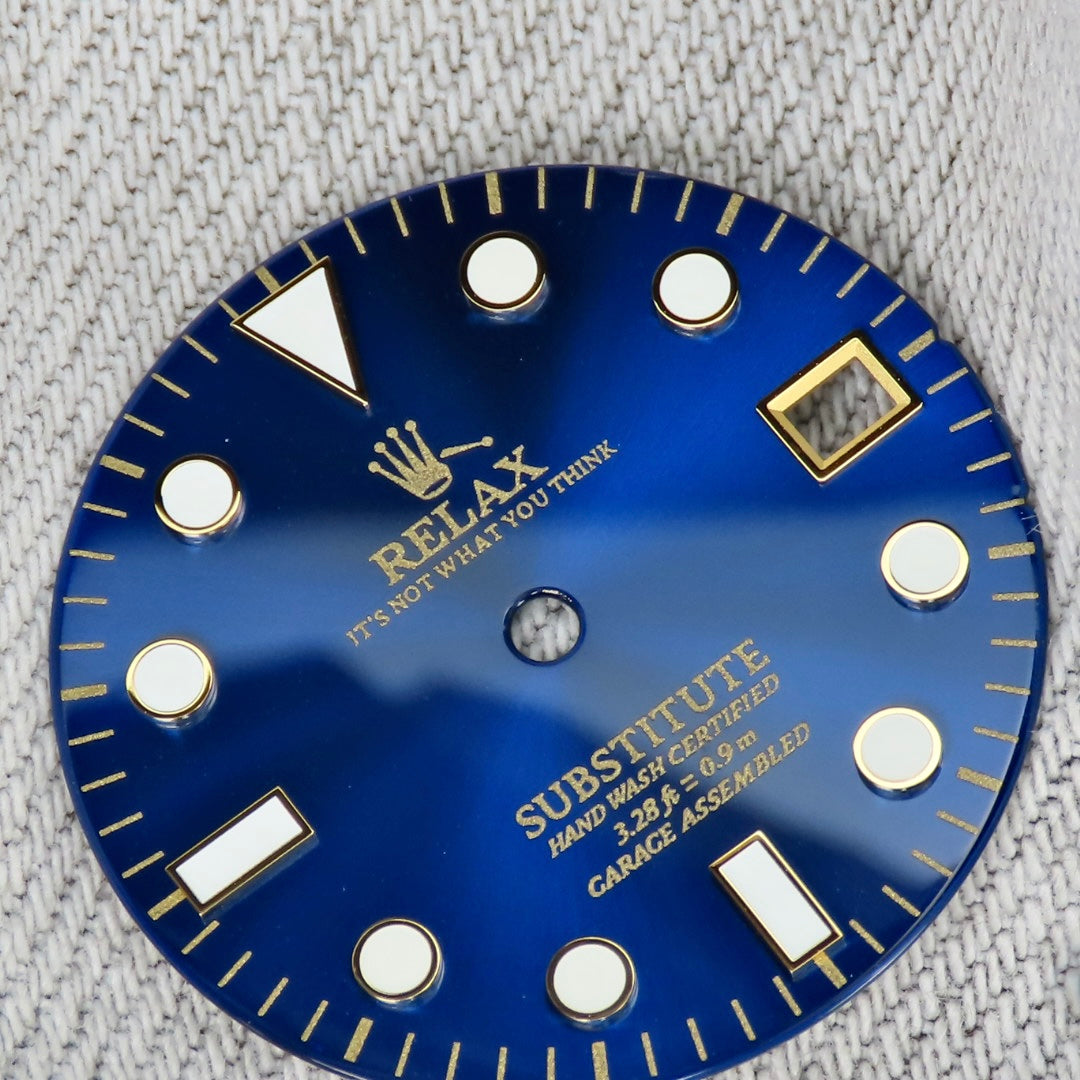 Dial Maker -Blue Enamel Sunburst  with Yellow Gold Relax Dial