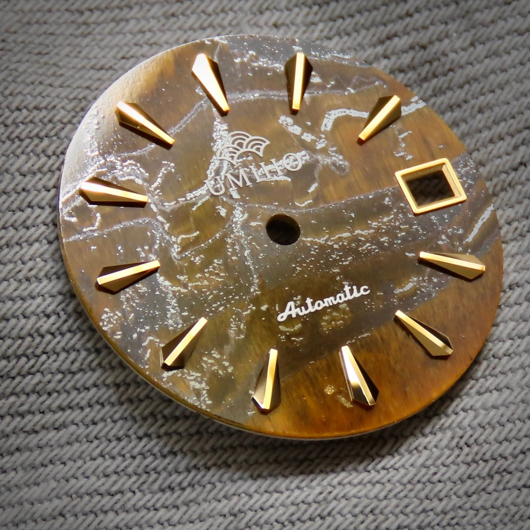 Dial Maker -  Yellow Tiger's Eye Stone Dial for NH Movement