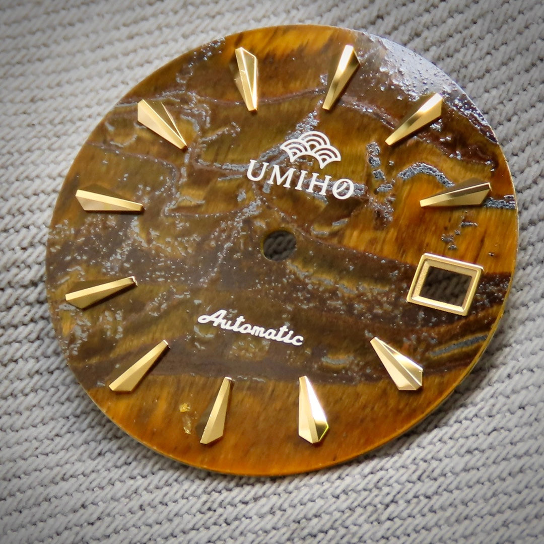 Dial Maker -  Yellow Tiger's Eye Stone Dial for NH Movement