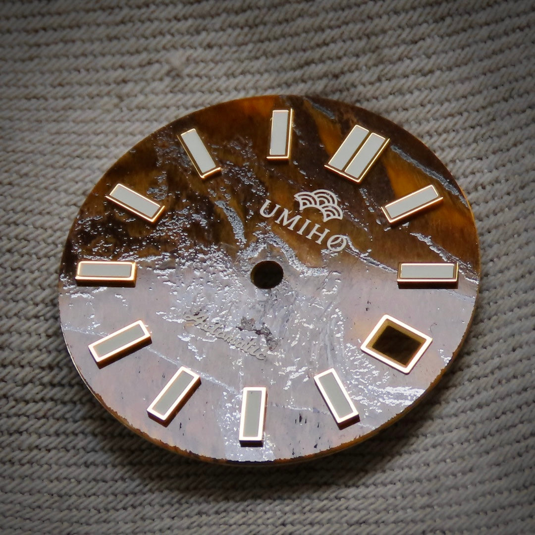 Dial Maker -  Yellow Tiger's Eye Stone Dial for NH Movement