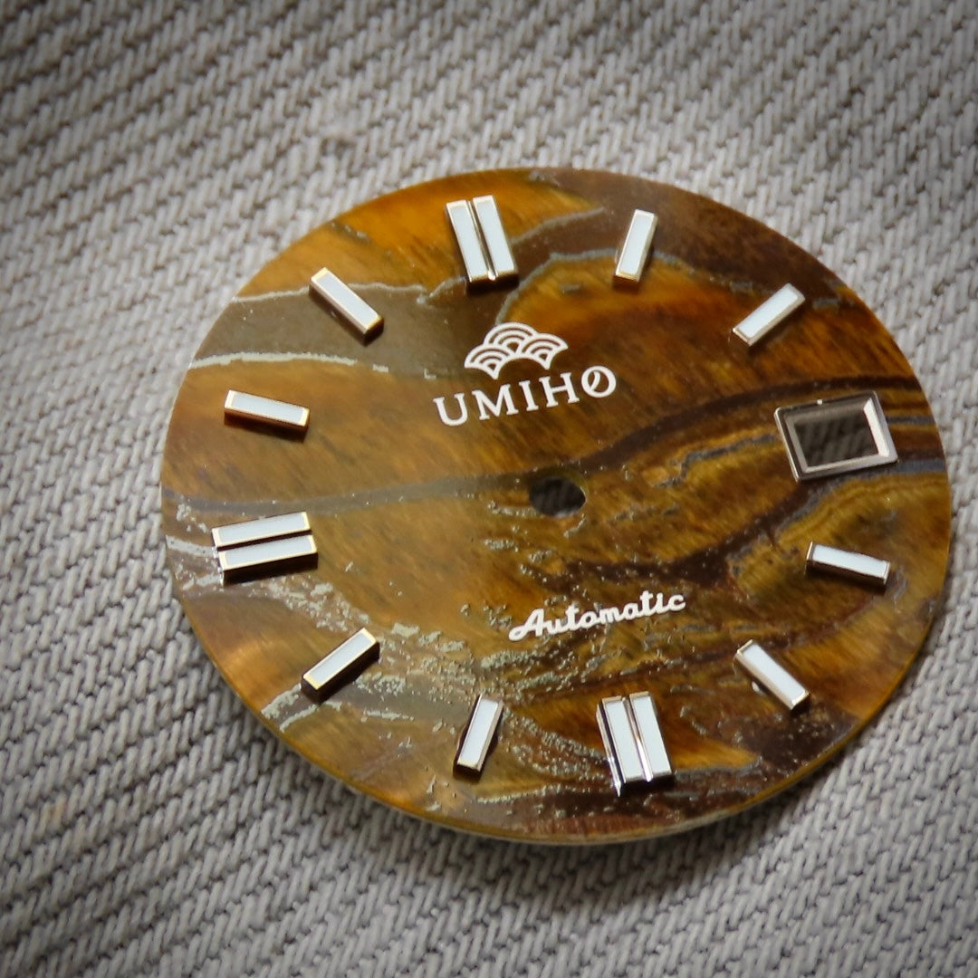 Dial Maker -  Yellow Tiger's Eye Stone Dial for NH Movement