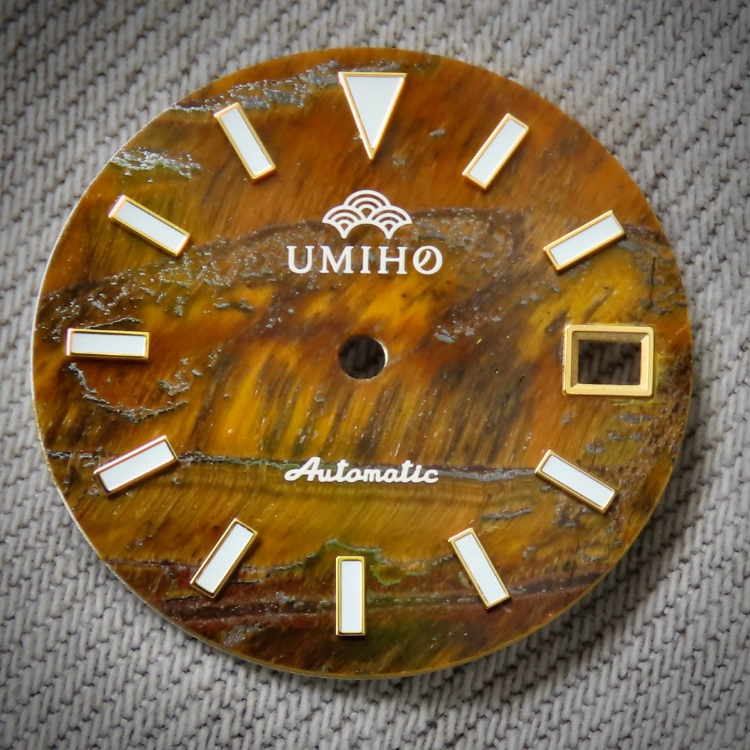 Dial Maker -  Yellow Tiger's Eye Stone Dial for NH Movement