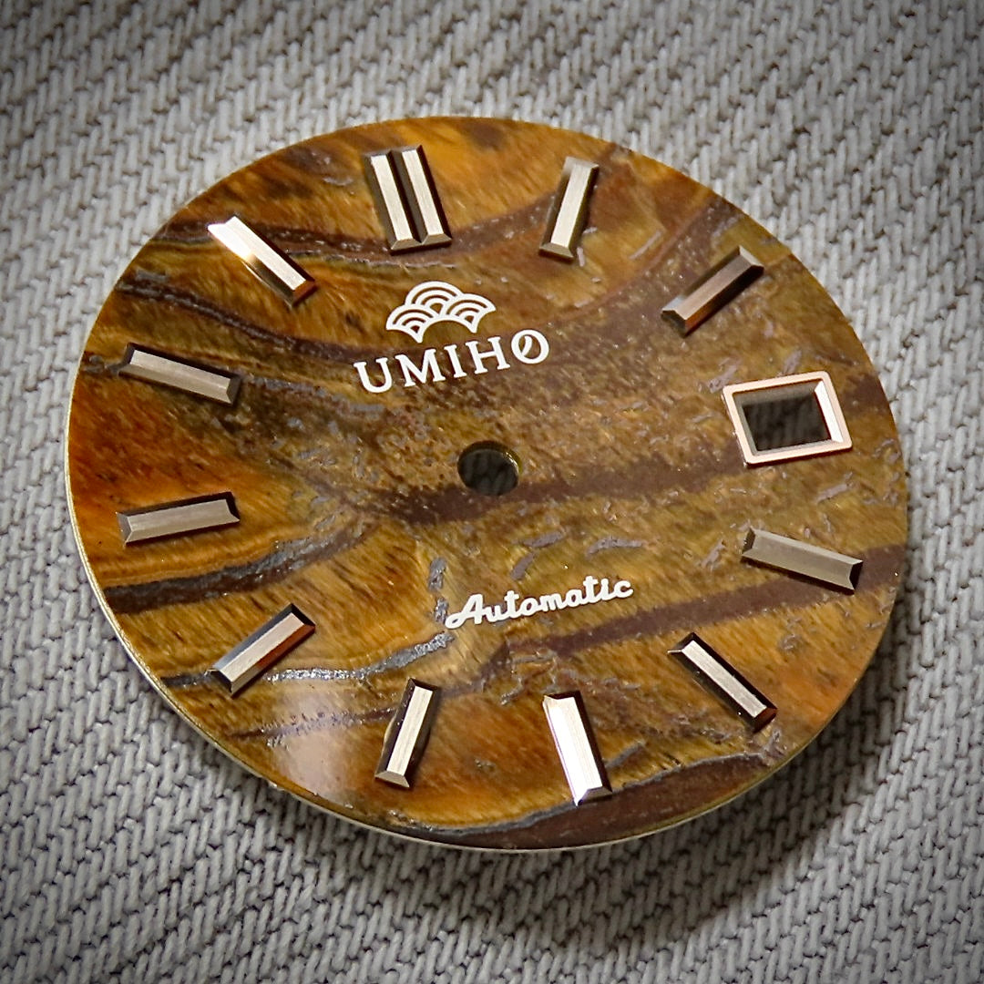 Dial Maker -  Yellow Tiger's Eye Stone Dial for NH Movement