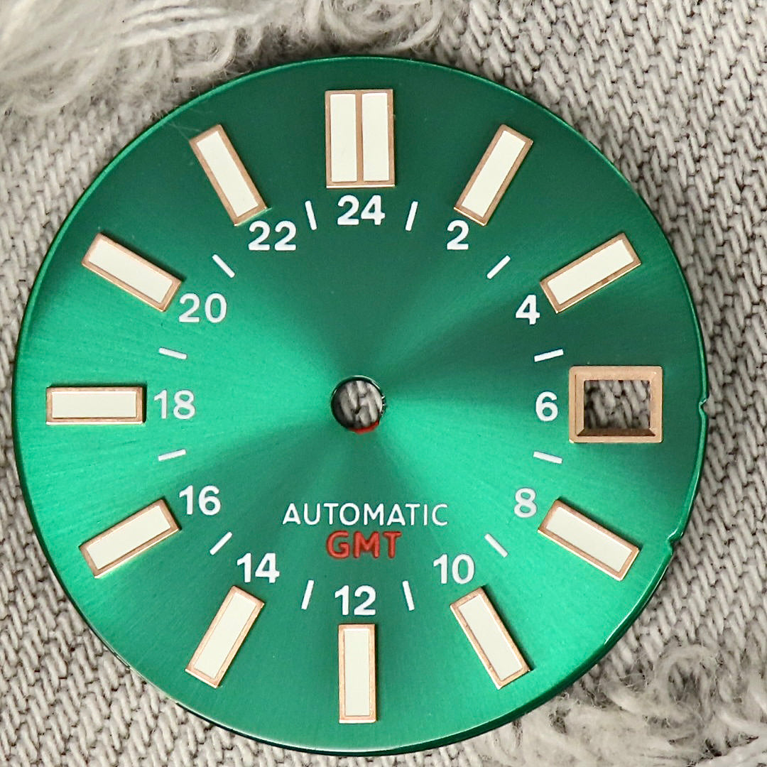 Dial Maker -Green Enamel Sunburst GMT Dial for NH34