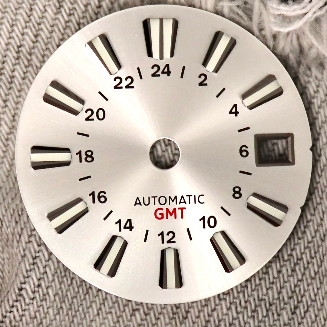 Dial Maker - Silver Sunburst GMT Dial for NH34