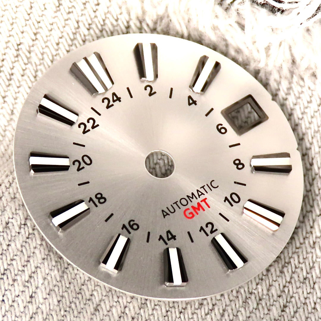 Dial Maker - Silver Sunburst GMT Dial for NH34