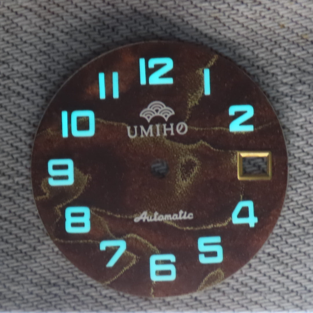 Dial Maker -  Brown Pearlescent Resin Dial with Metallic Veining BGW9 Lume