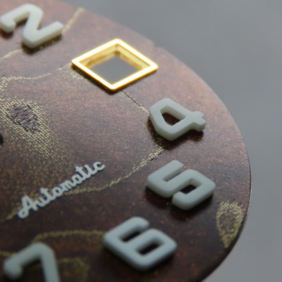 Dial Maker -  Brown Pearlescent Resin Dial with Metallic Veining BGW9 Lume