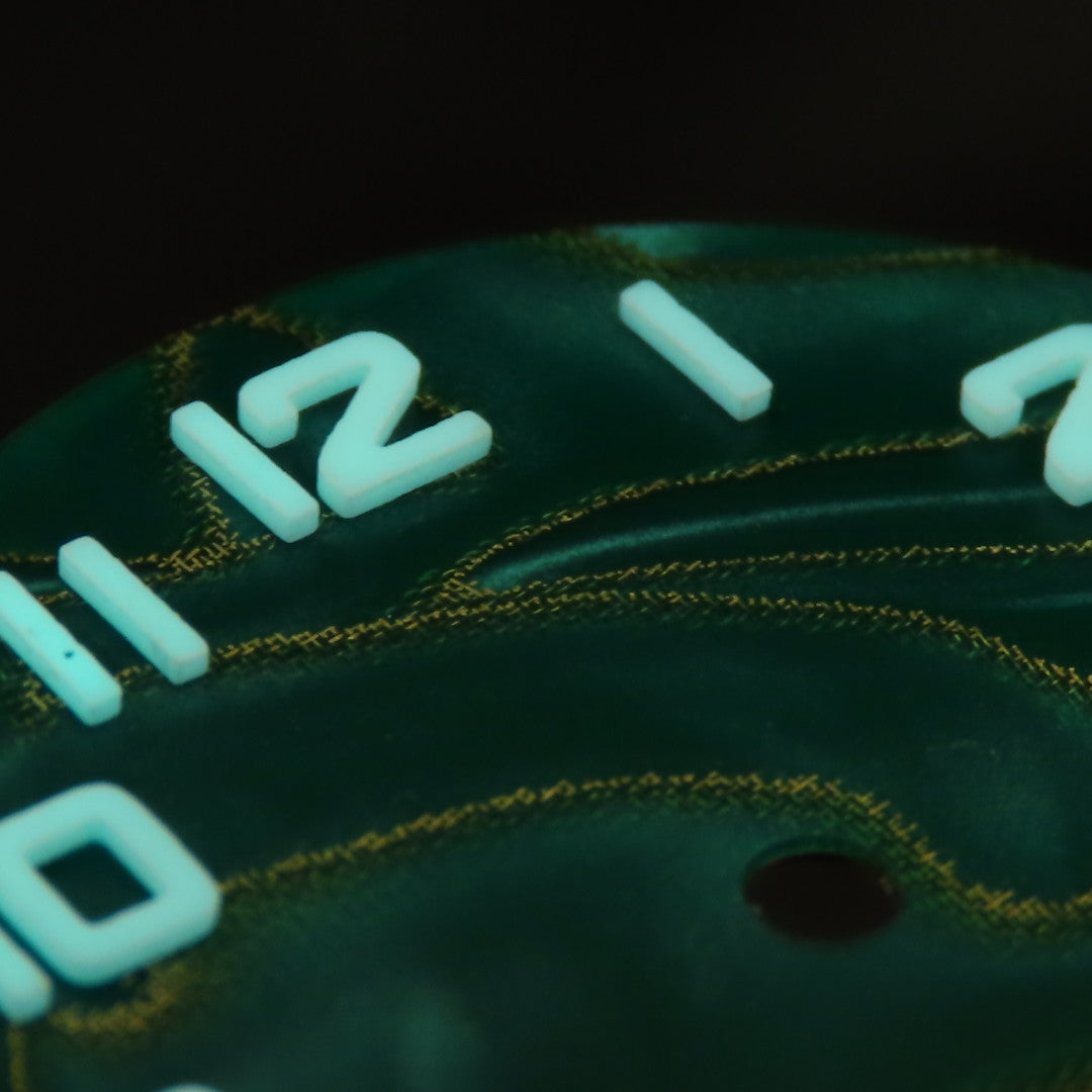 Dial Maker -  Green Pearlescent Resin Dial with Metallic Veining BGW9 Lume