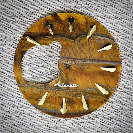 Dial Maker -  Yellow Tiger's Eye Stone Dial for NH38 Movement