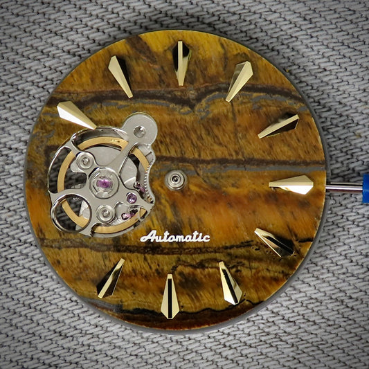 Dial Maker -  Yellow Tiger's Eye Stone Dial for NH38 Movement