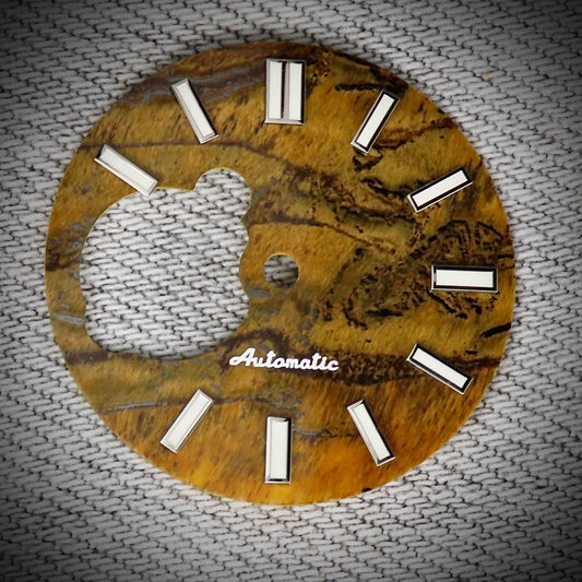 Dial Maker -  Yellow Tiger's Eye Stone Dial for NH38 Movement