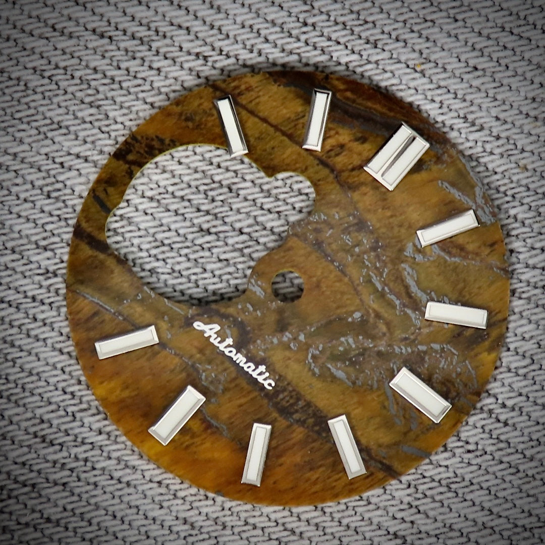 Dial Maker -  Yellow Tiger's Eye Stone Dial for NH38 Movement