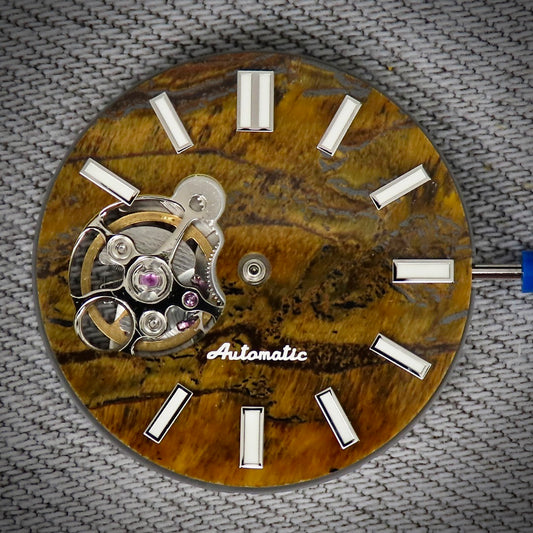 Dial Maker -  Yellow Tiger's Eye Stone Dial for NH38 Movement