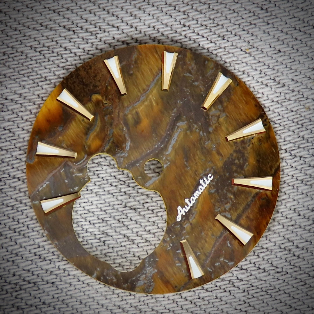 Dial Maker -  Yellow Tiger's Eye Stone Dial for NH38 Movement