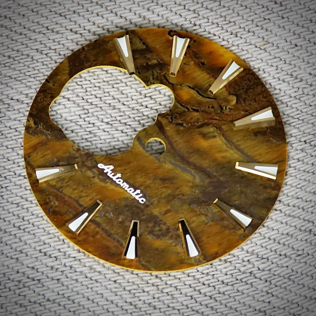 Dial Maker -  Yellow Tiger's Eye Stone Dial for NH38 Movement